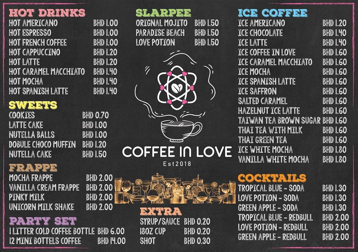 Coffee in love меню