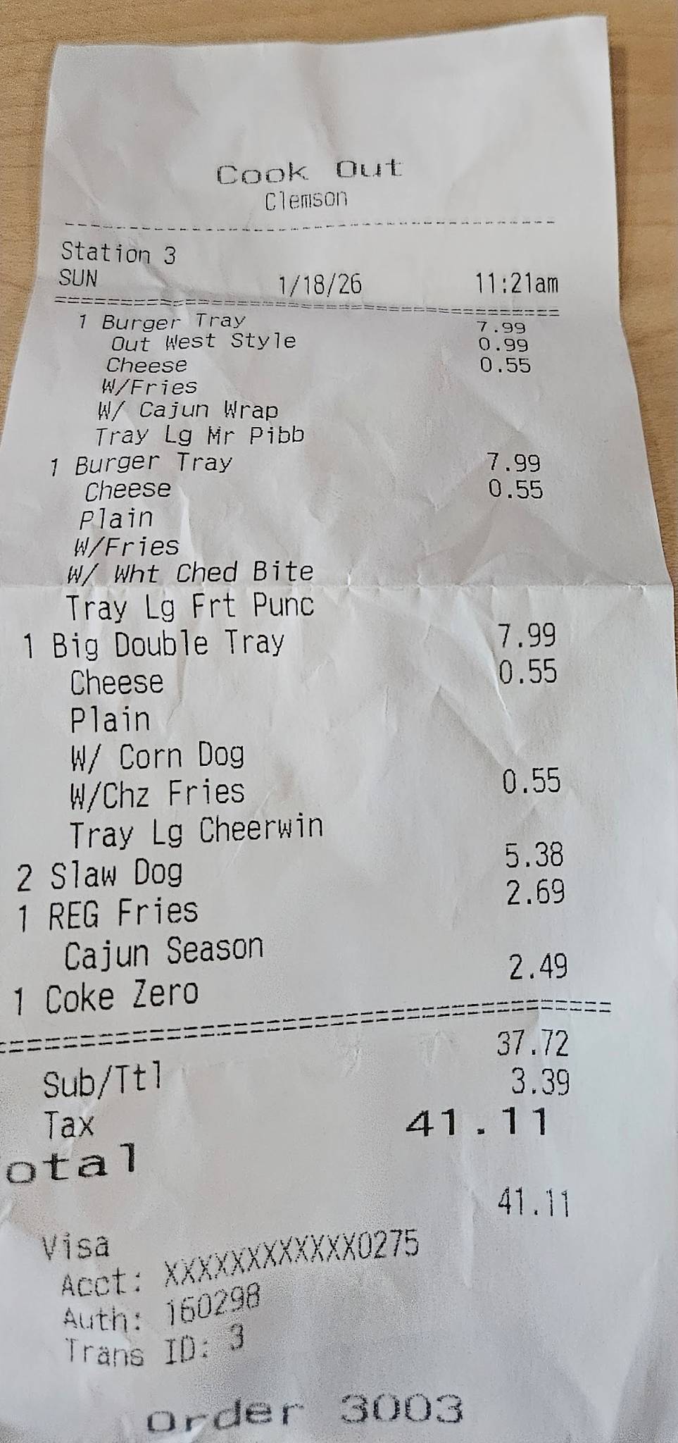 Cook Out меню