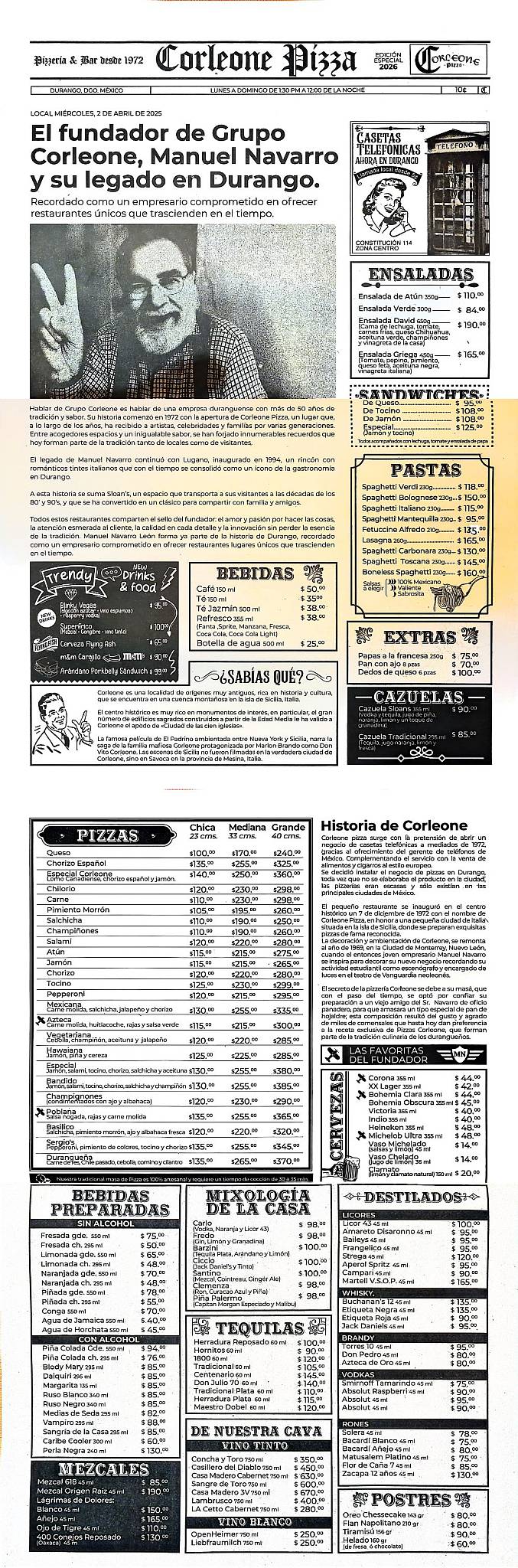 Corleone Pizza меню