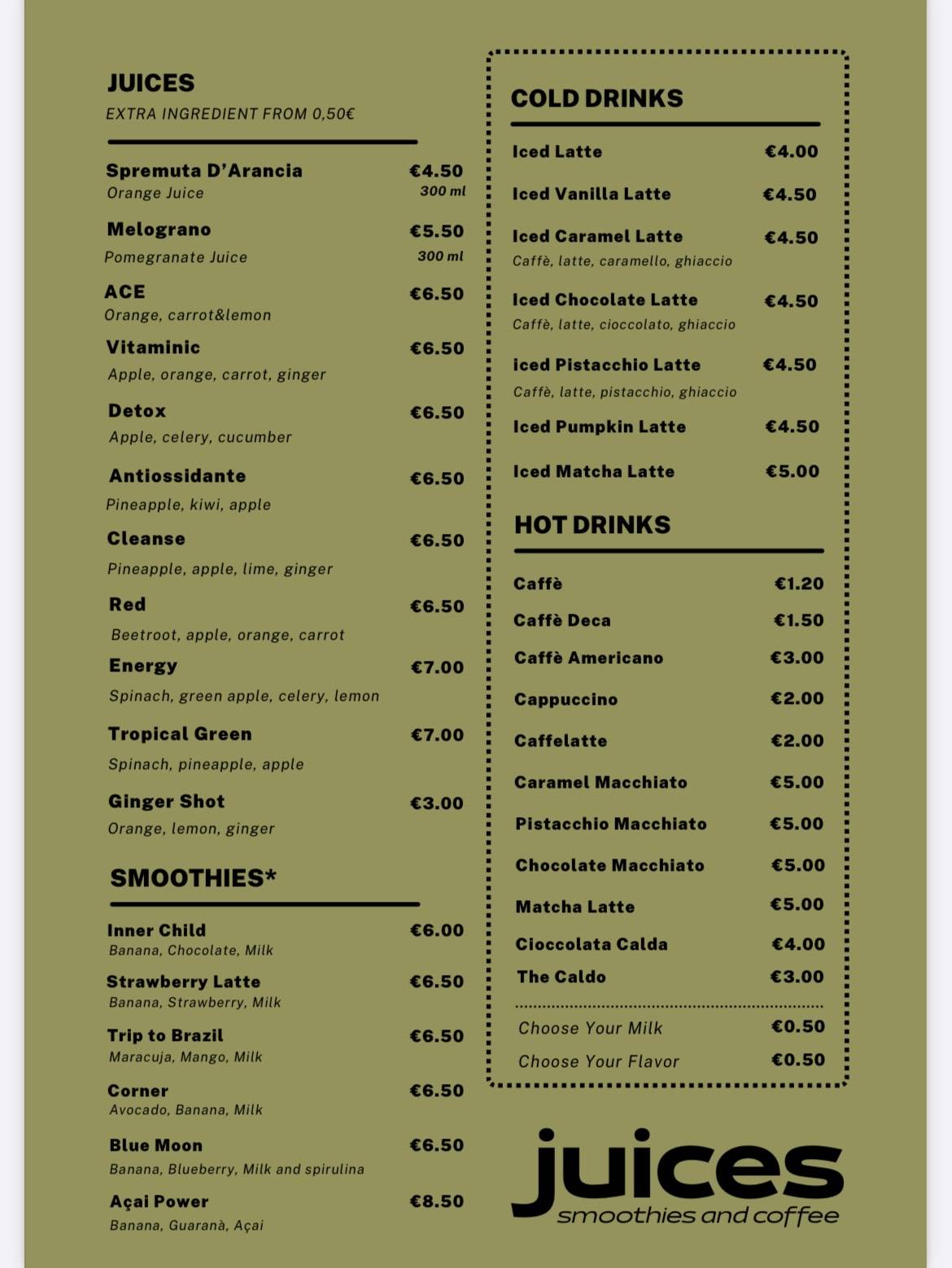 Corner Juice Lab меню