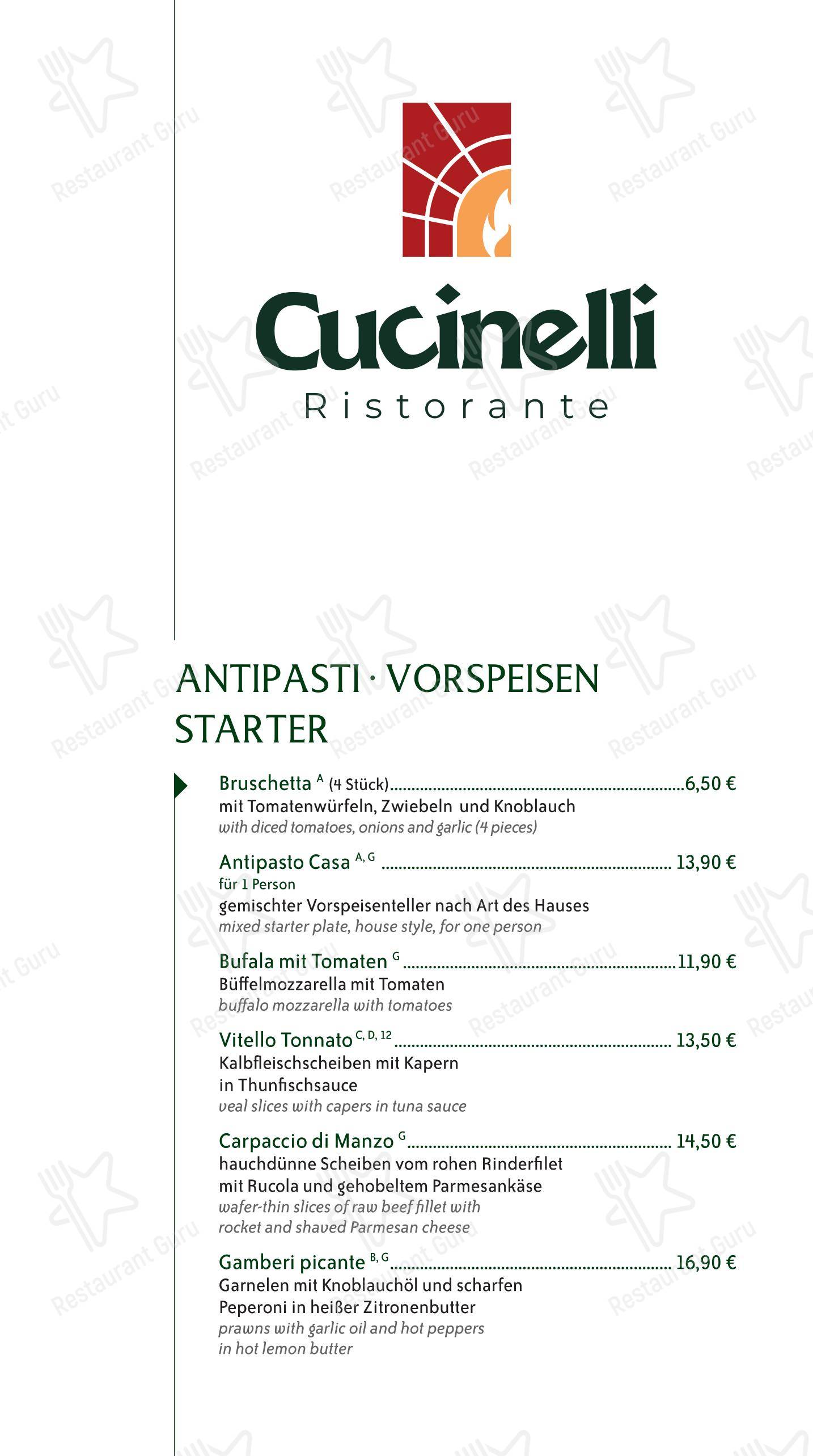 Меню напитков ресторана Cucinelli Ristorante