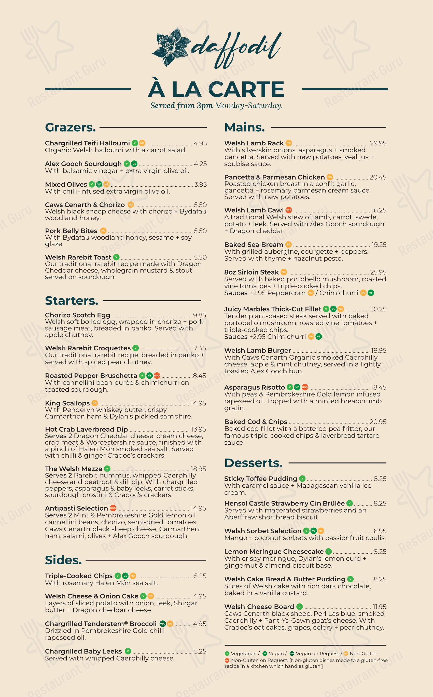 Lunch Menu ресторана Daffodil