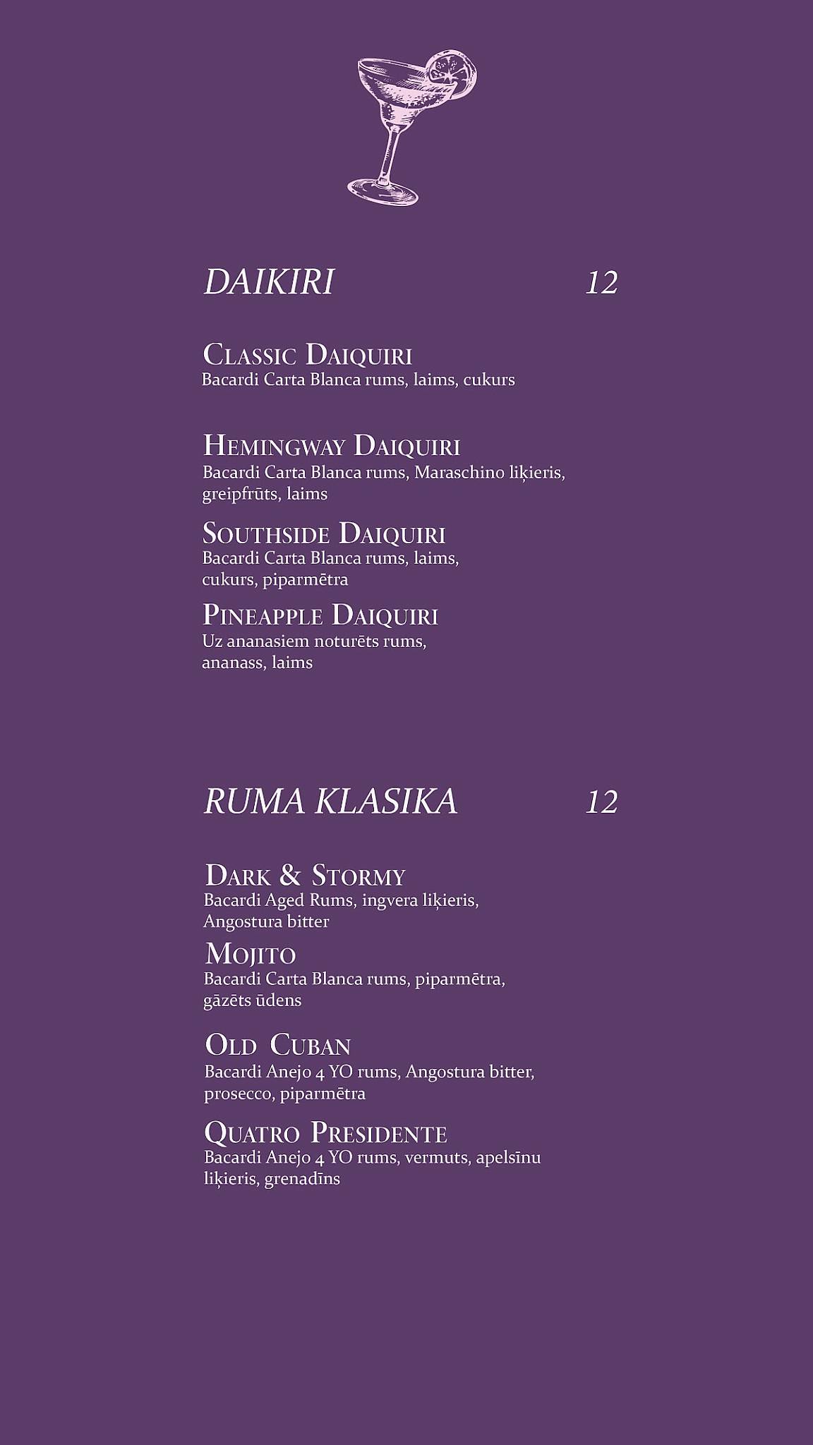 Daiquiri Riga меню