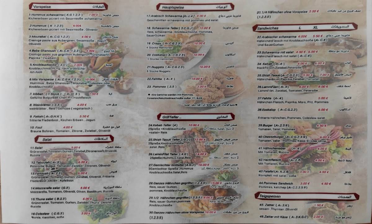 Damals Bistro меню