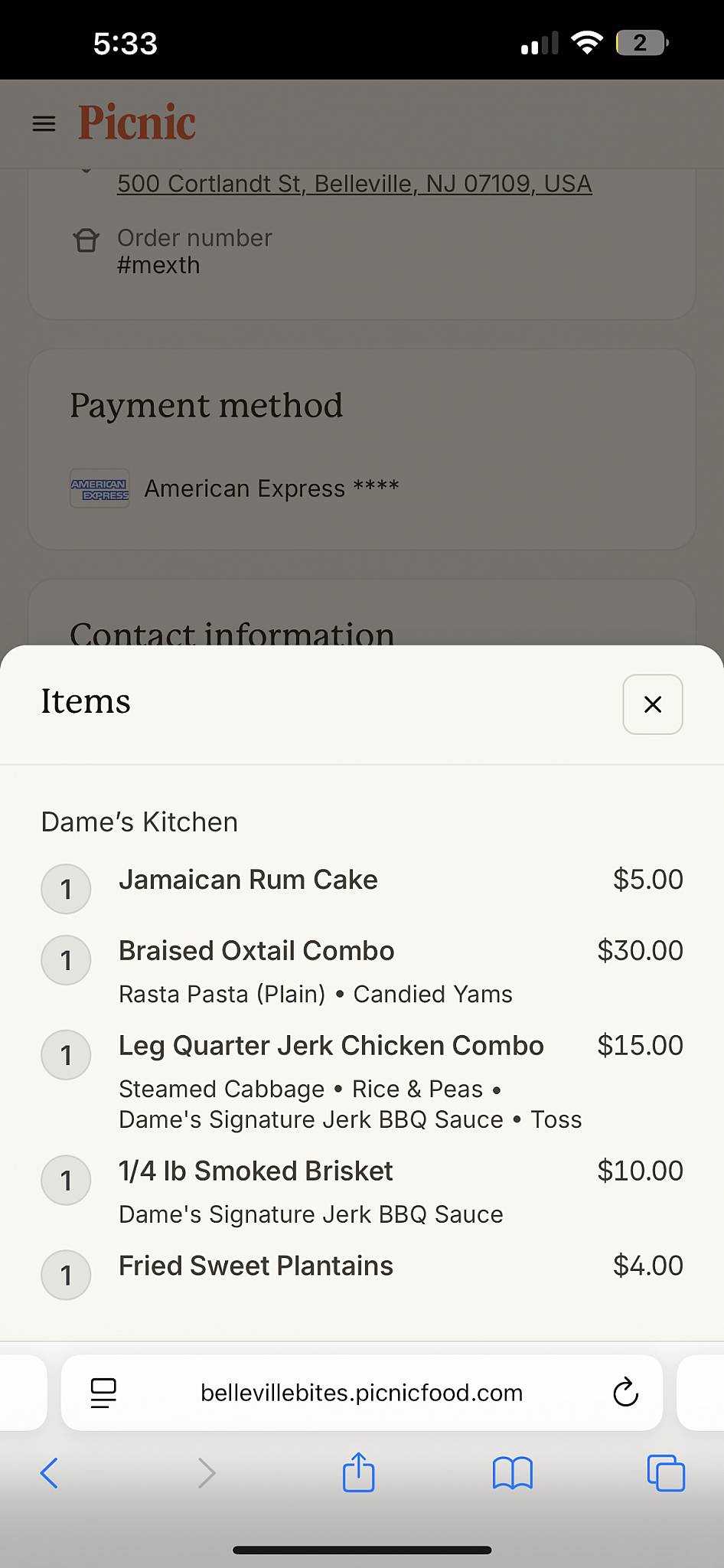Dames Kitchen меню