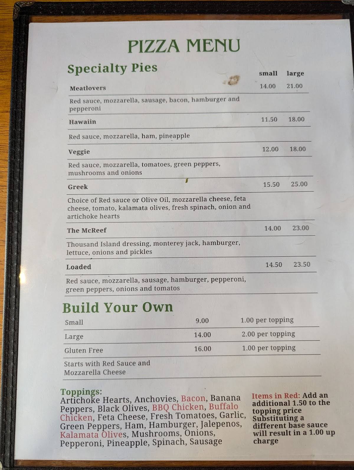 Danny Murphy's Pub меню