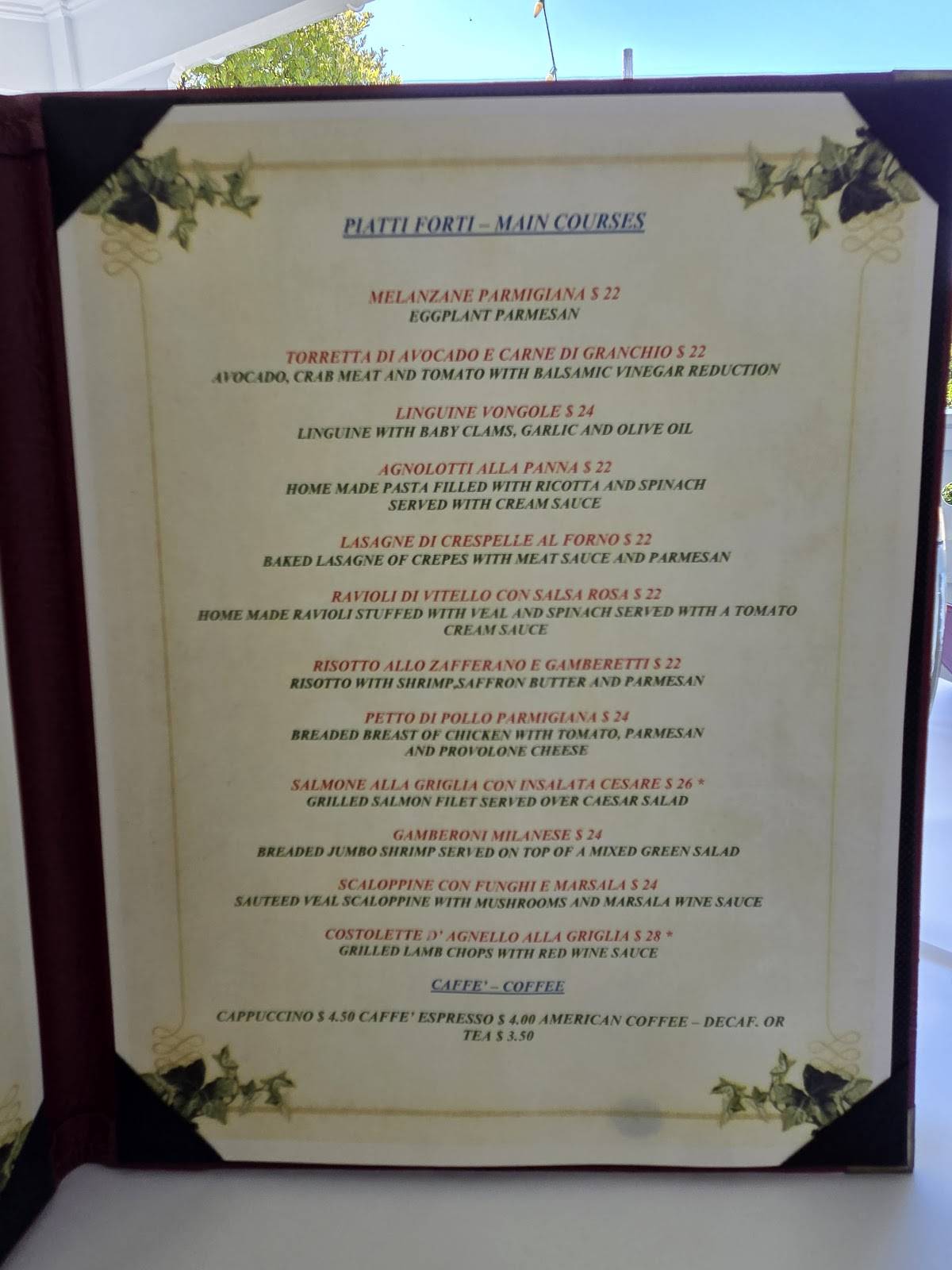Dante Ristorante меню