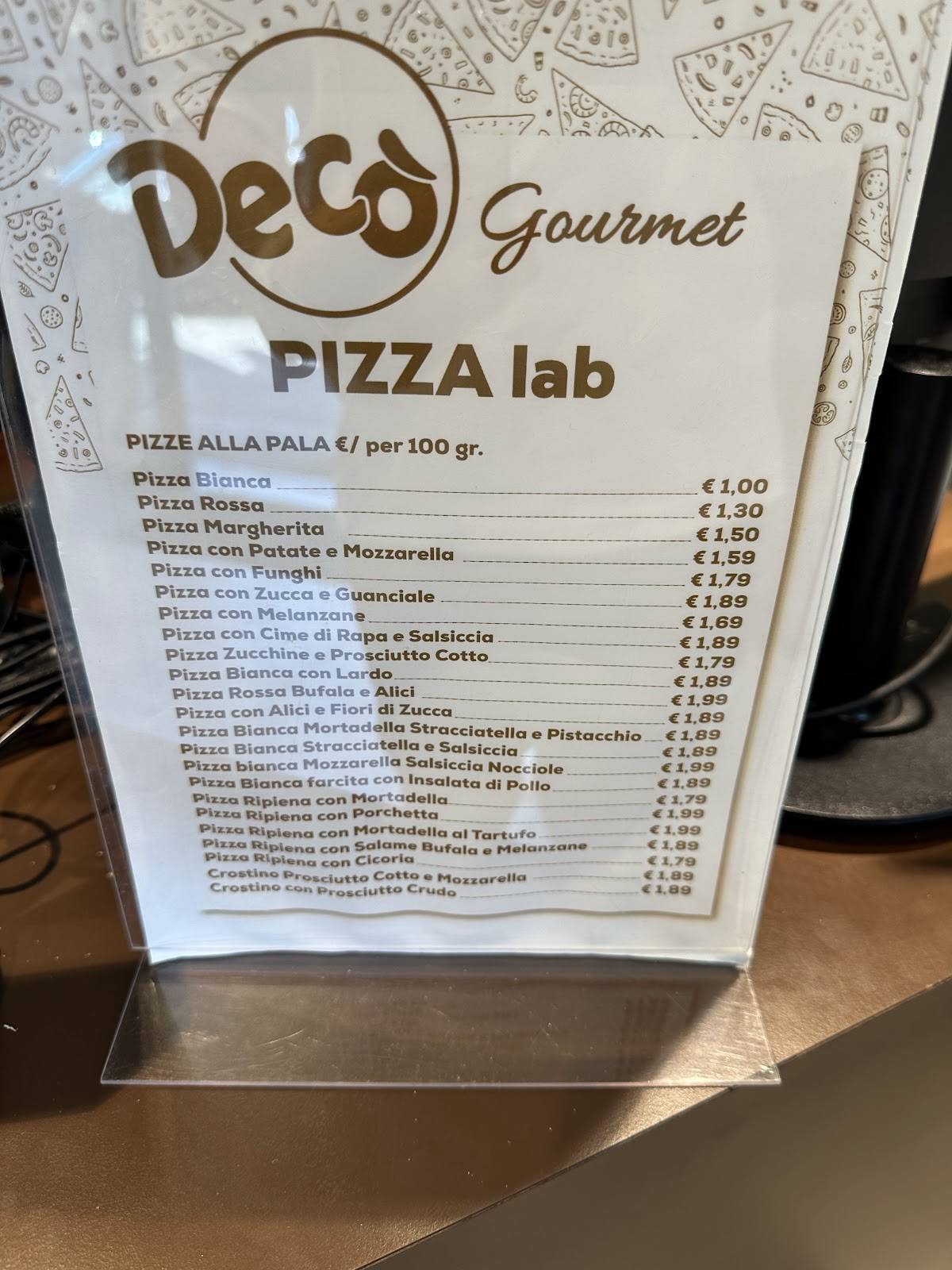 Decò Gourmet PIZZA Lab меню
