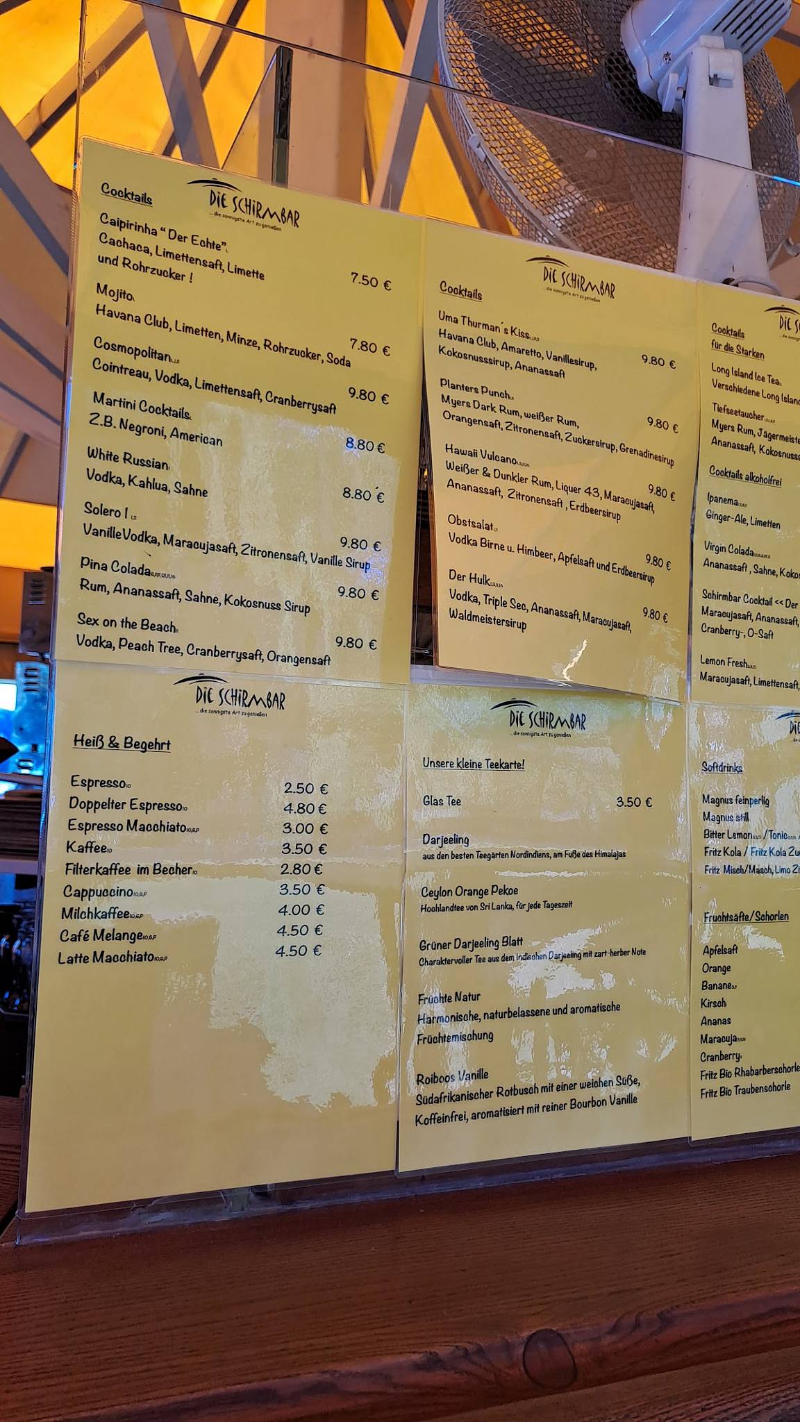 Die Schirmbar меню