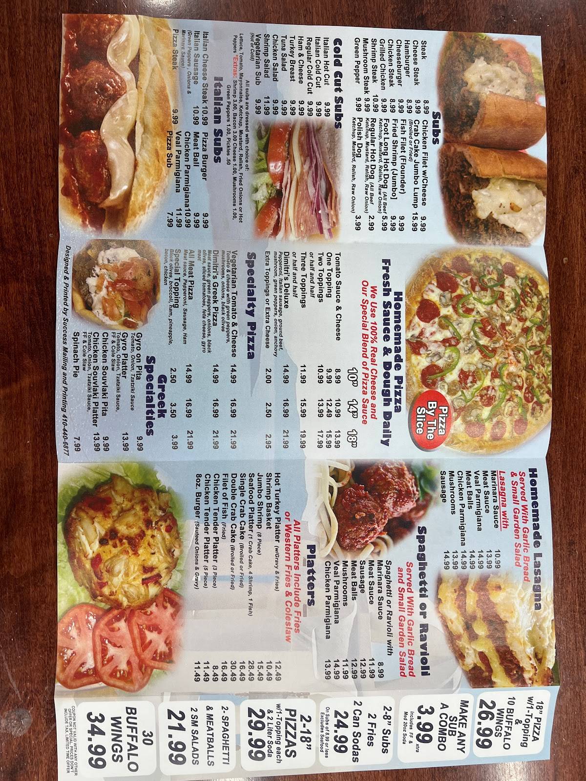 Dimitri's Restaurant & Carry Out меню