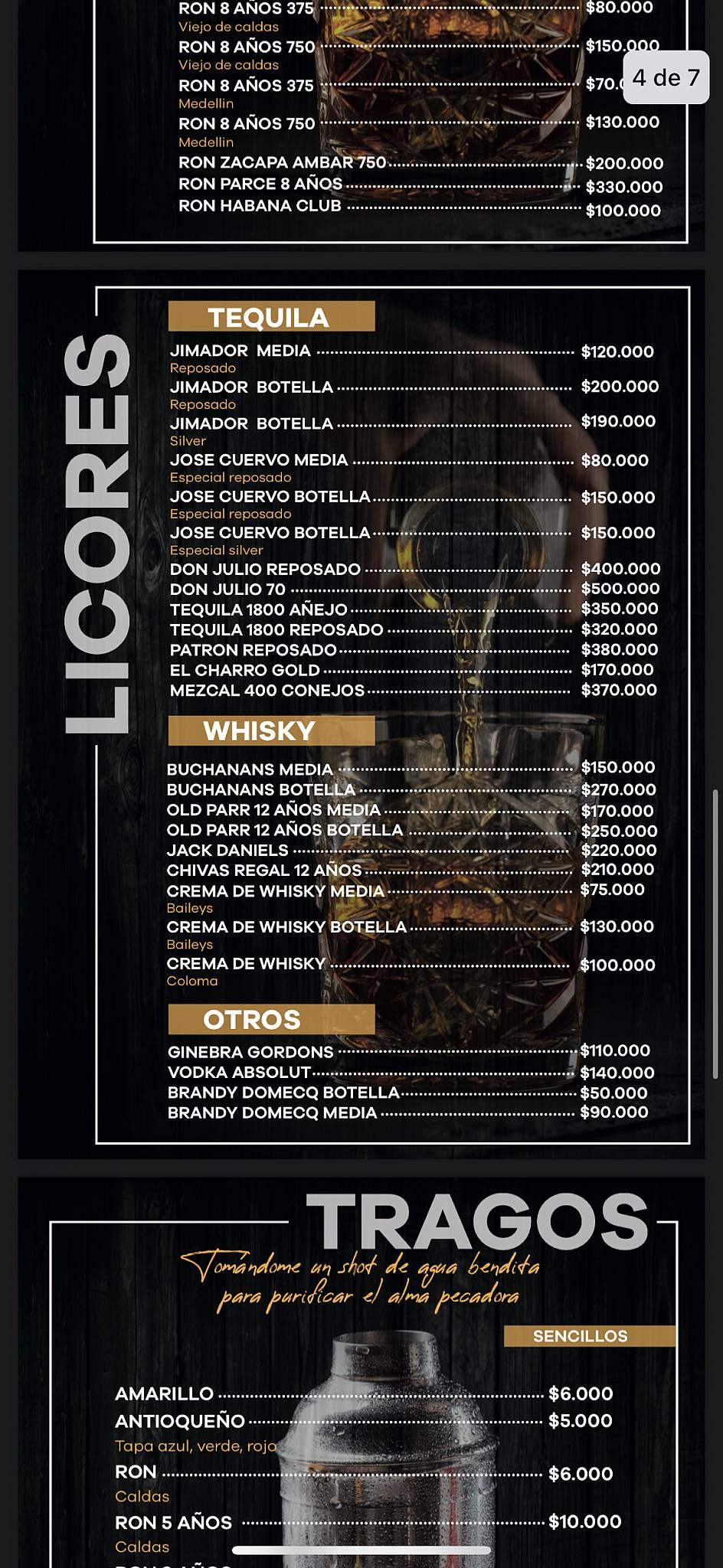 Discoteka Rumba Cafe меню