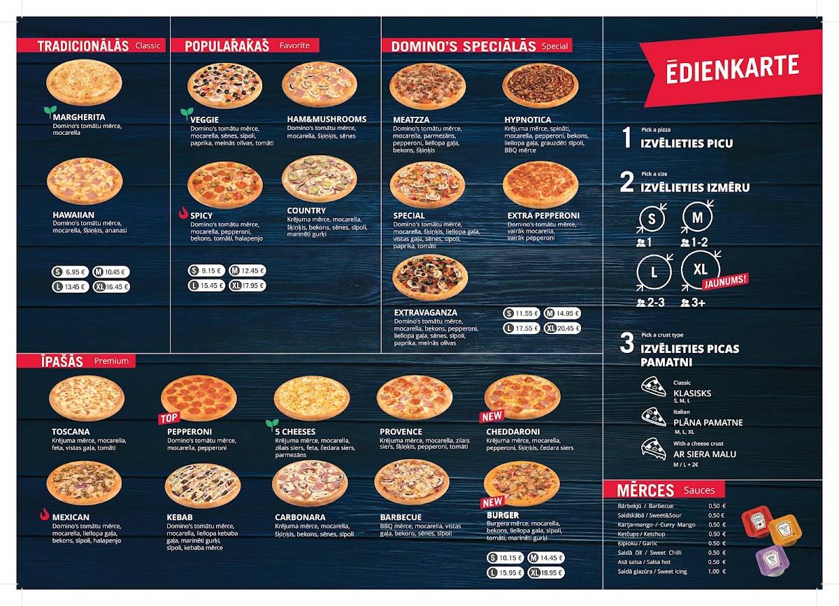 Domino’s Pizza Nometņu меню