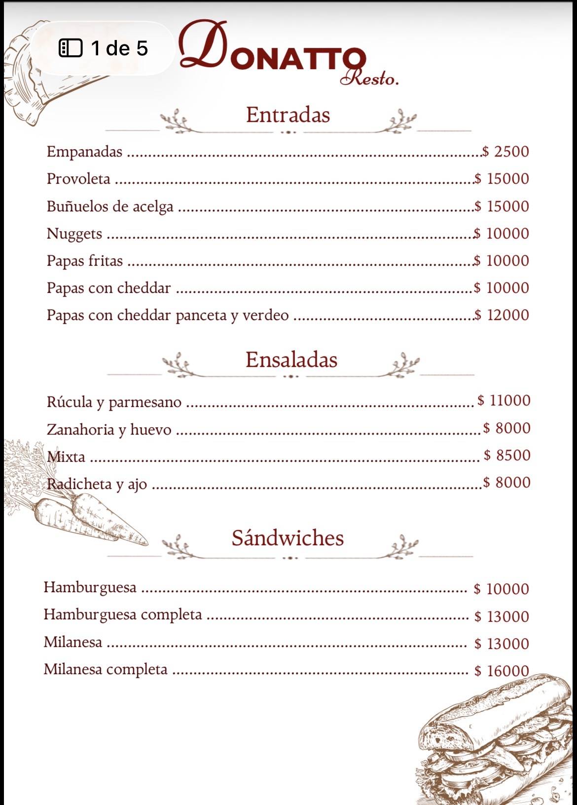 Donatto RESTO меню