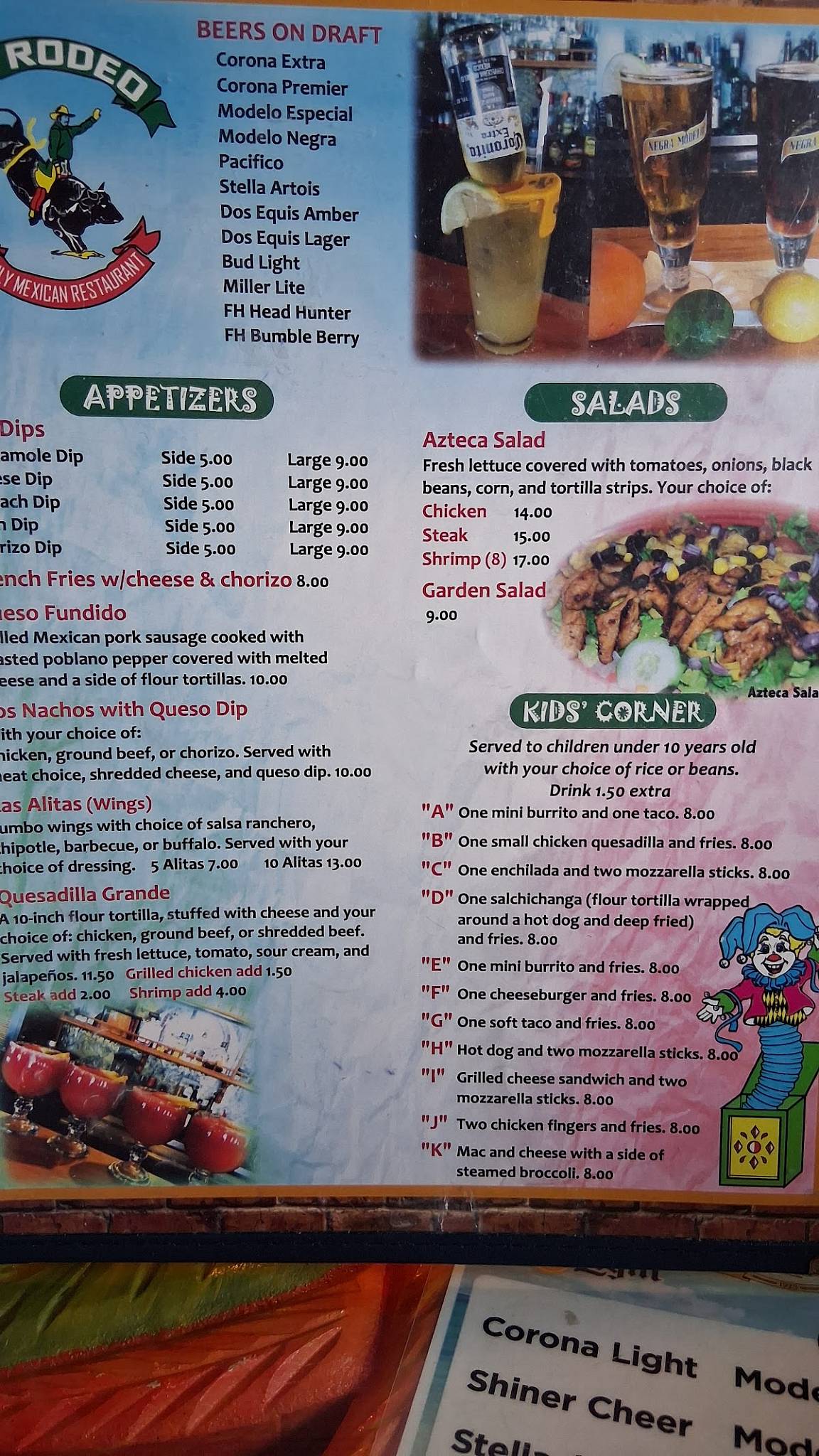 EL RODEÓ FAMILY MEXICAN RESTAURANT меню