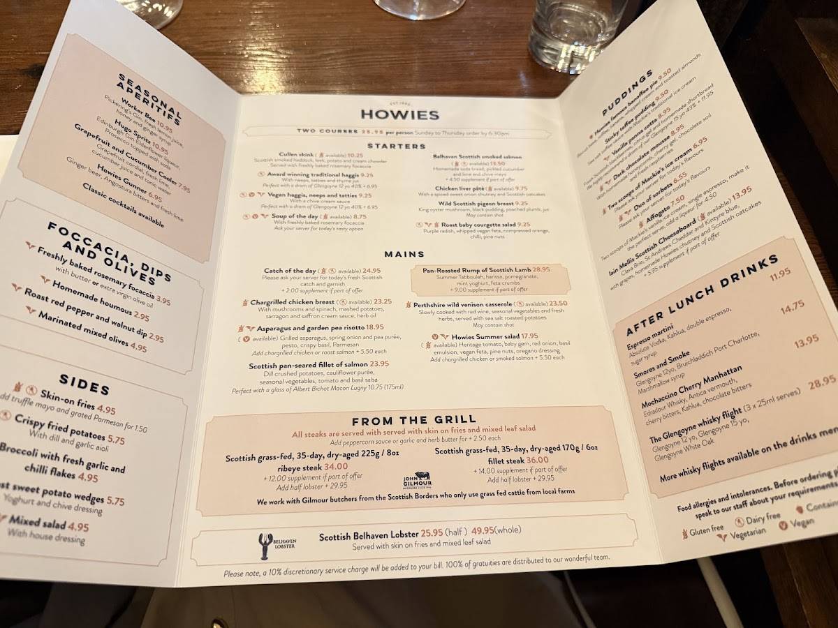 Howies Victoria Street меню