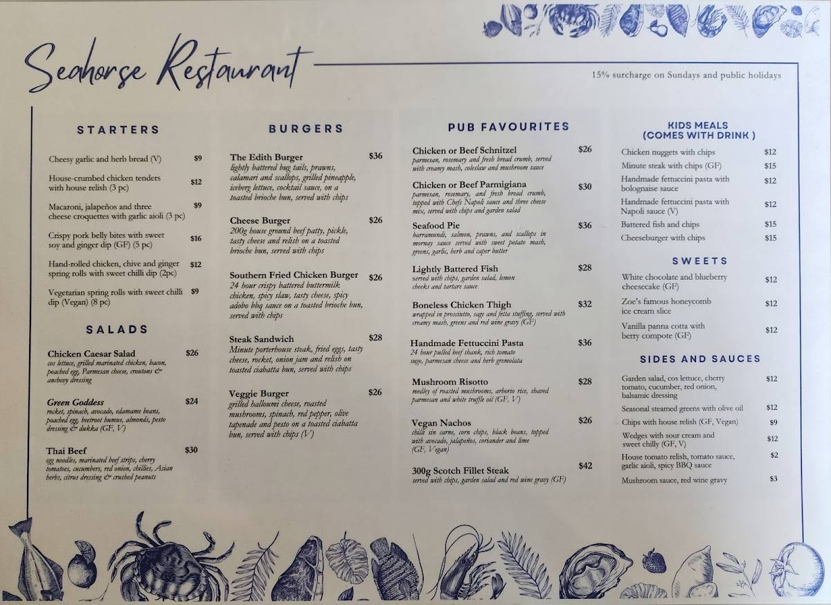 Edithburgh Hotel Restaurant меню