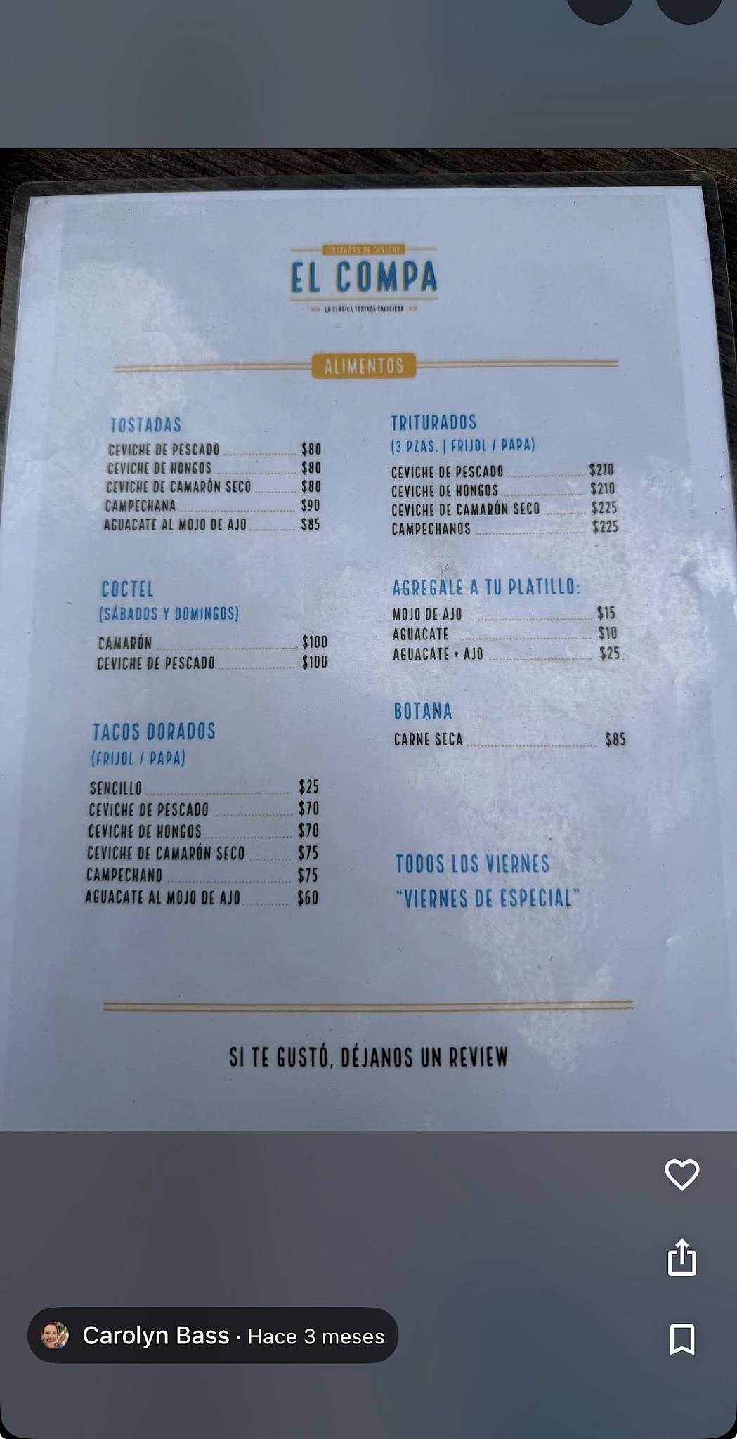 El Compa Tulum меню