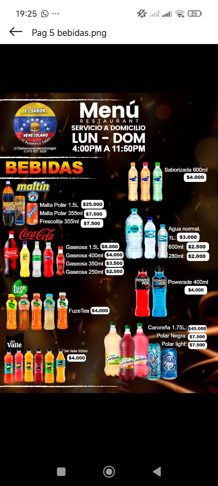 El Sabor Venezolano меню