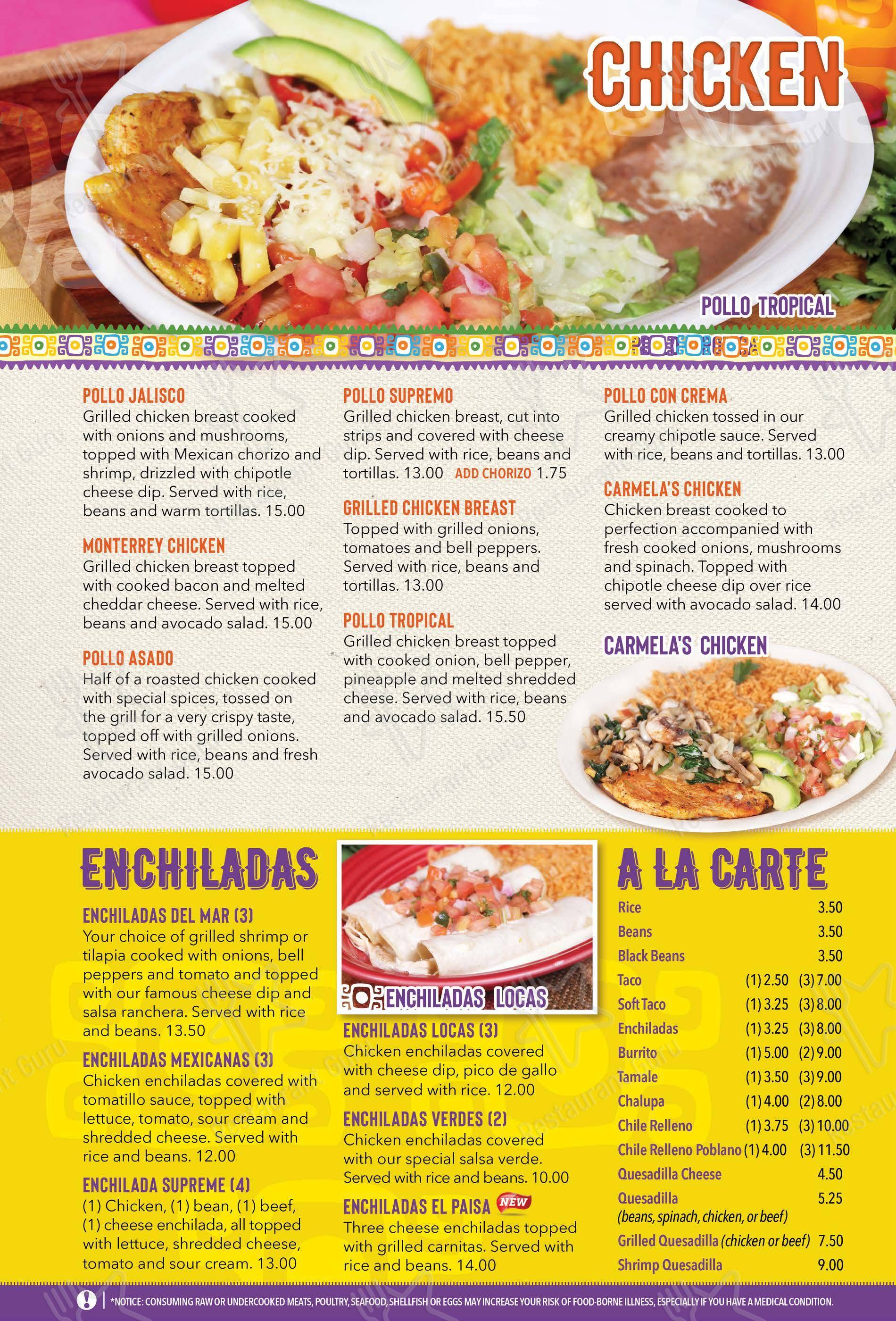 Меню паба и бара El Zarape Mexican Restaurant в Роме