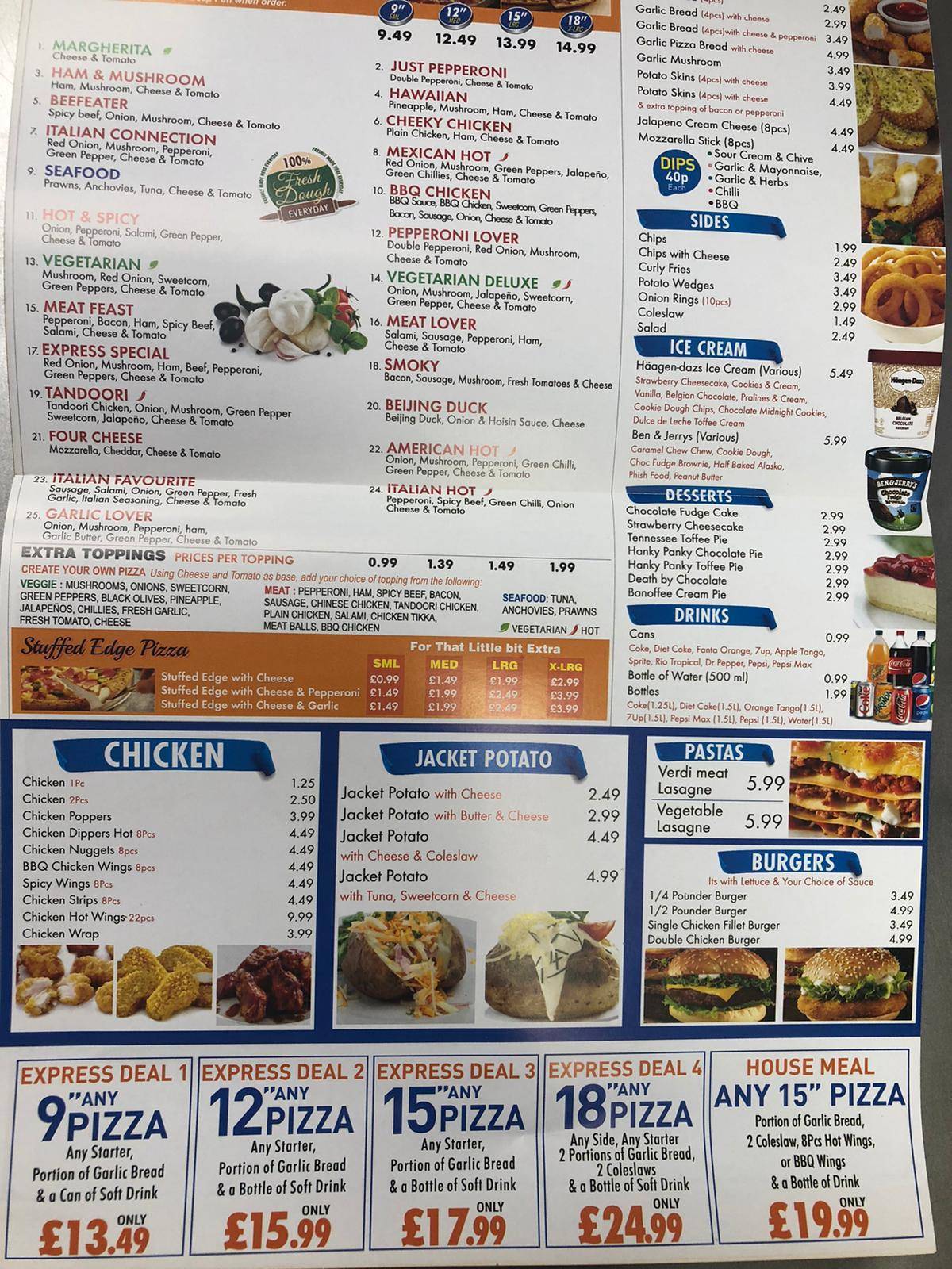 Express Pizza and Chicken (Rustington) меню