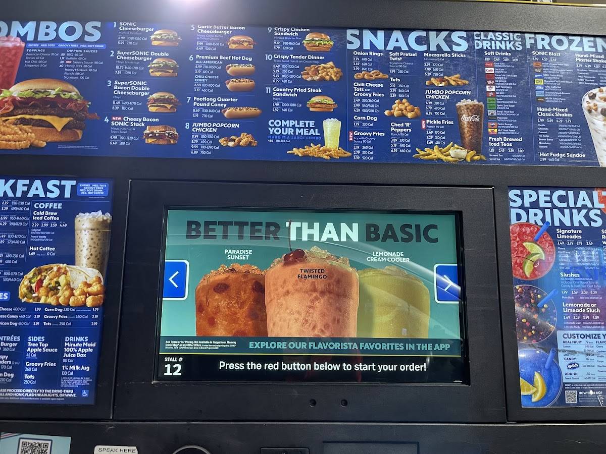 Sonic Drive-In меню