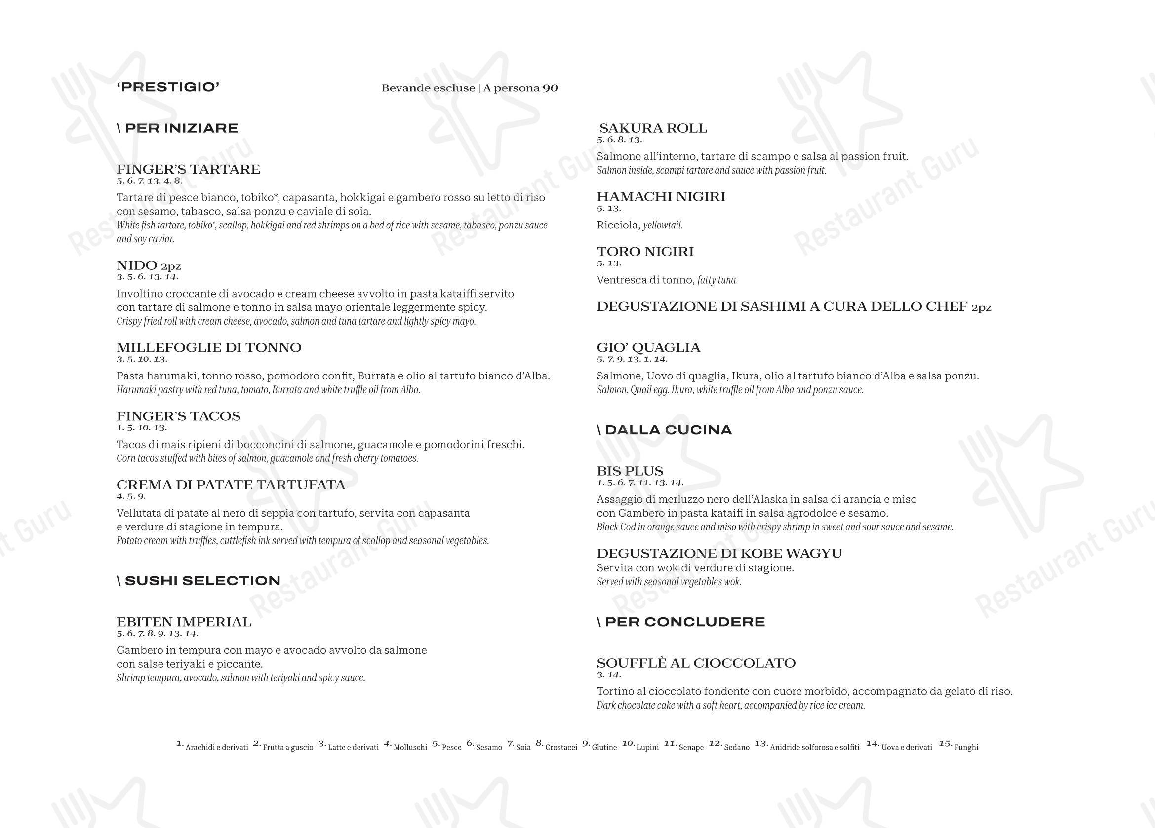 Finger's Restaurant Rome в Риме - Меню напитков