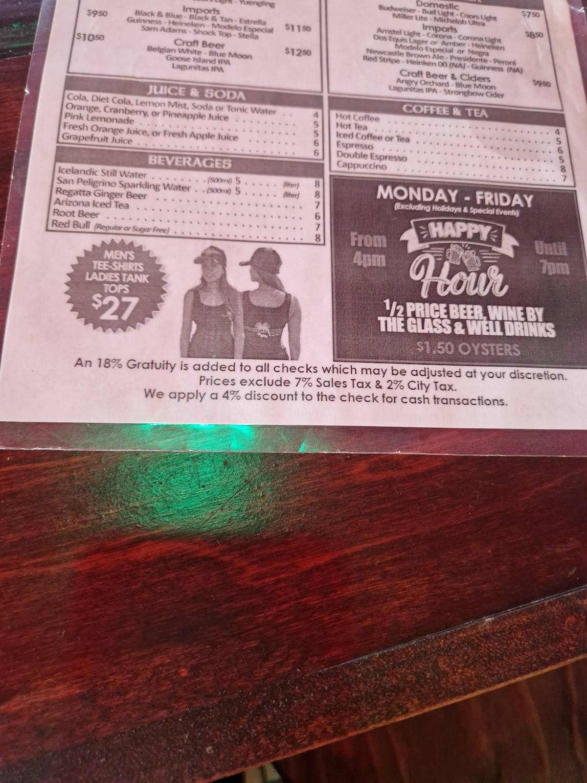 Finnegan's Way меню