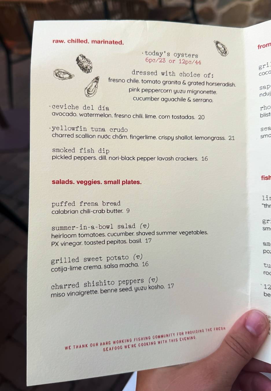 Fishbar меню