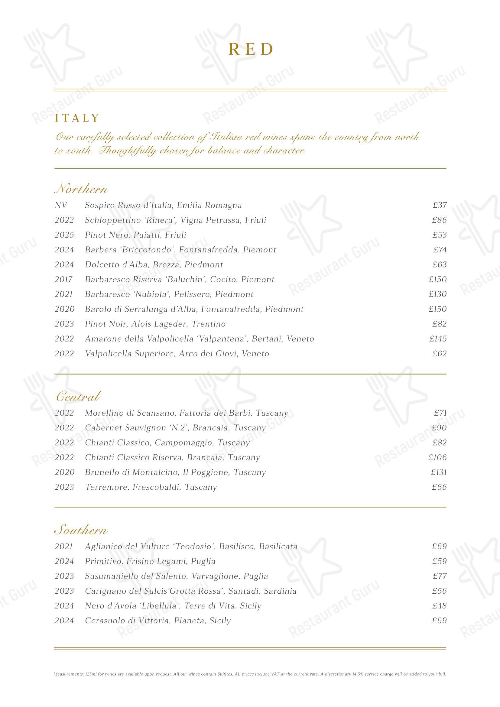 Меню паба и бара Fiume - Group Booking Menu