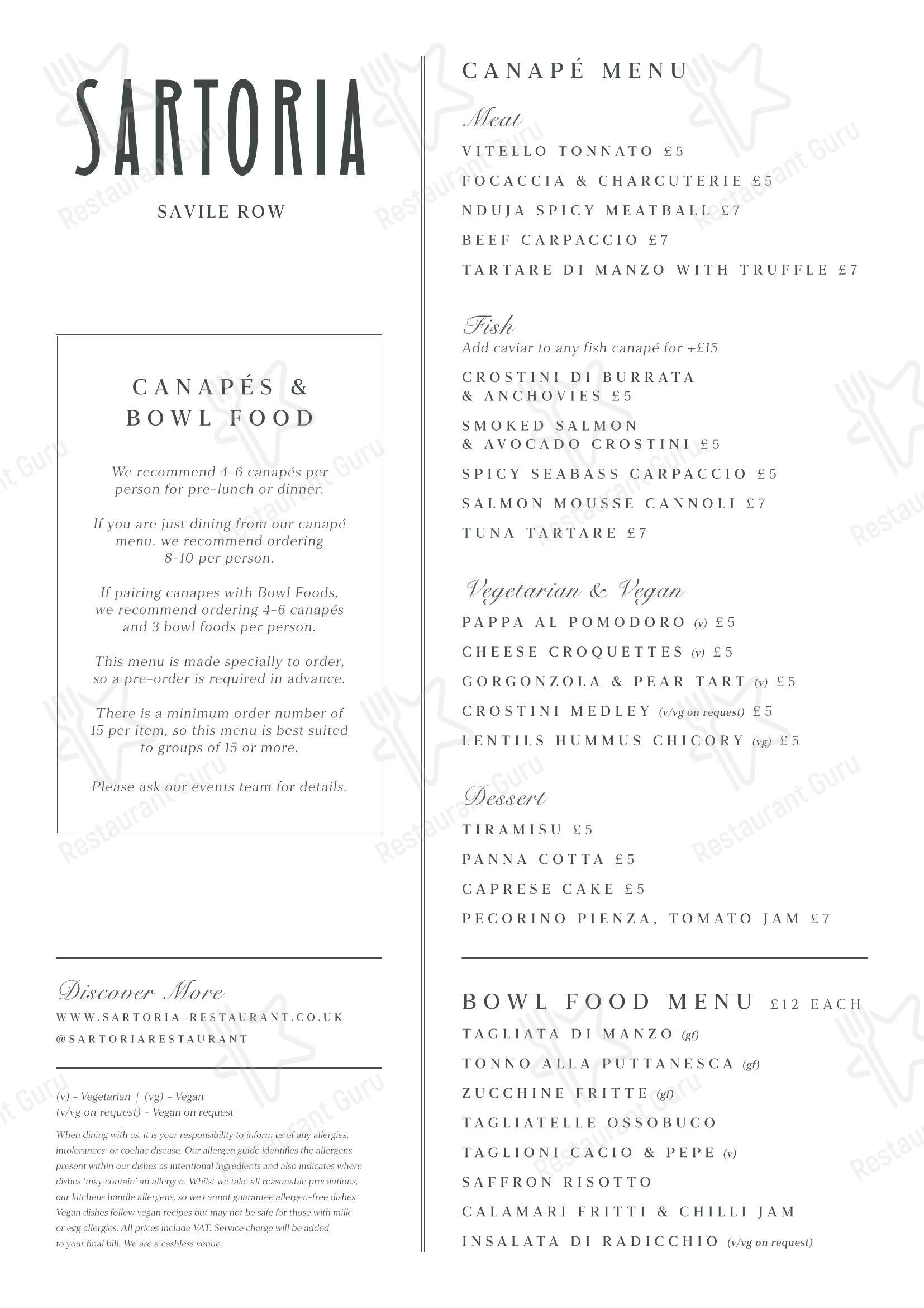 Dinner Menu паба и бара Fiume в Лондоне
