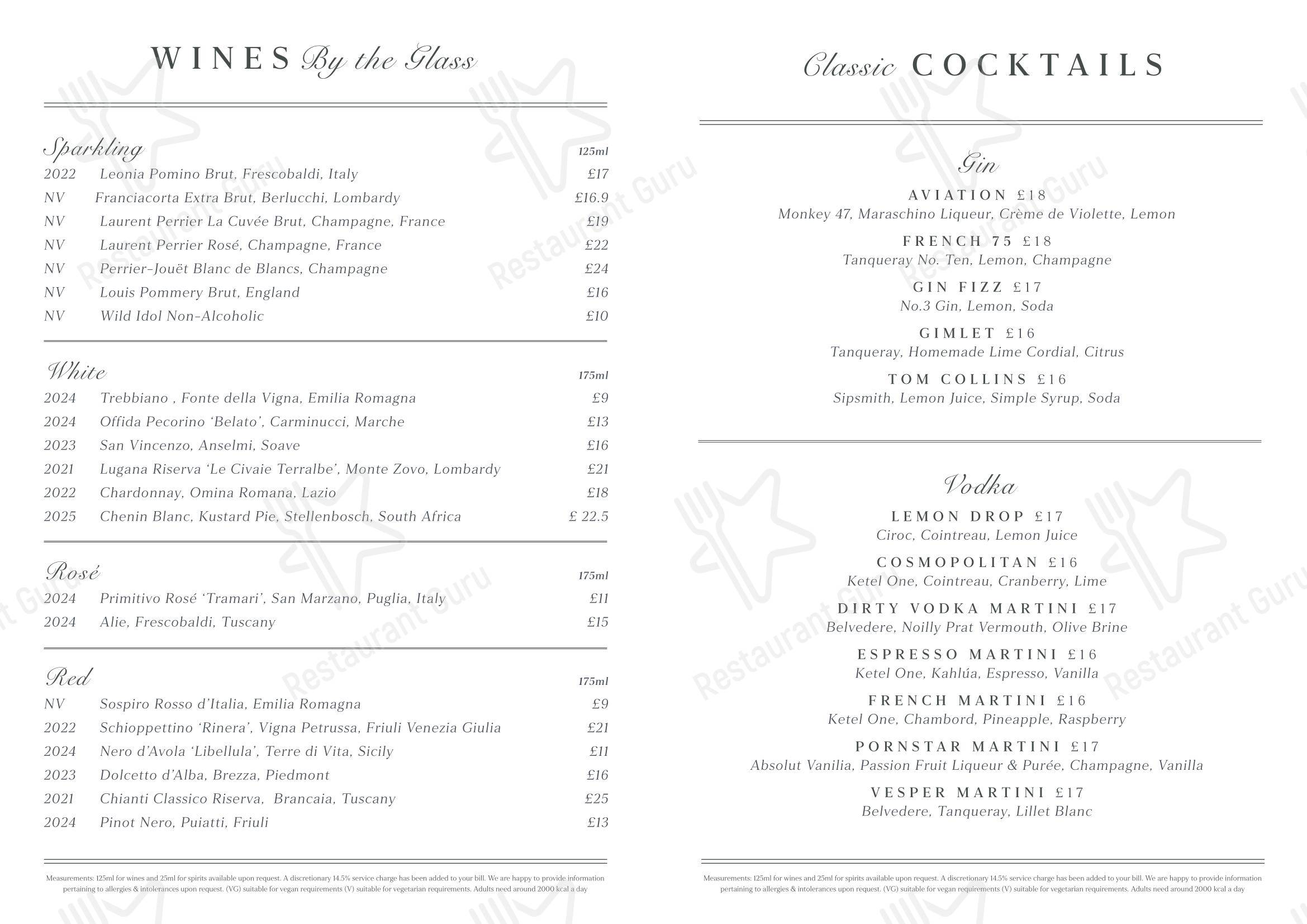 Меню паба и бара Fiume - Takeaway Menu