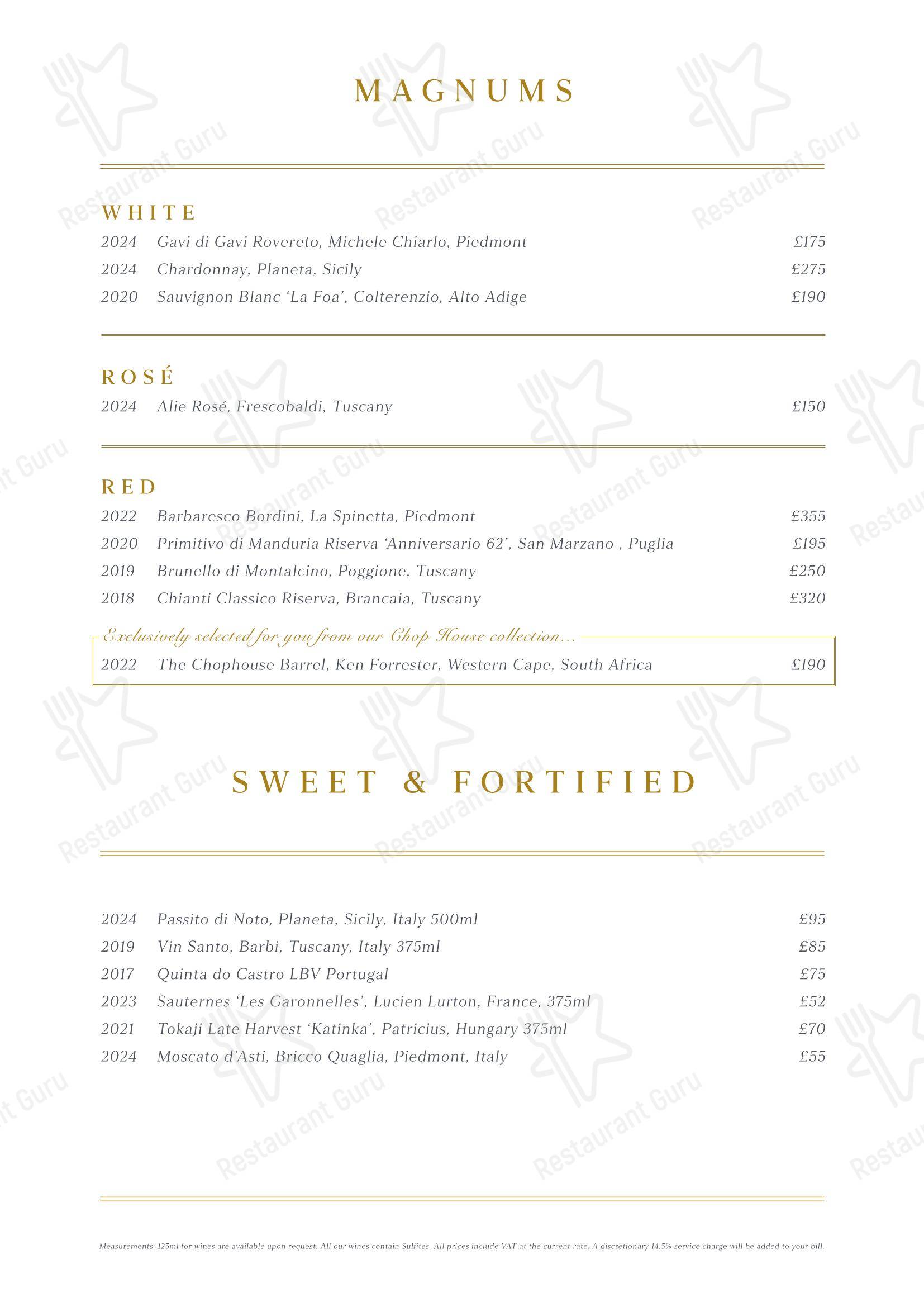 Group Booking Menu паба и бара Fiume в Лондоне