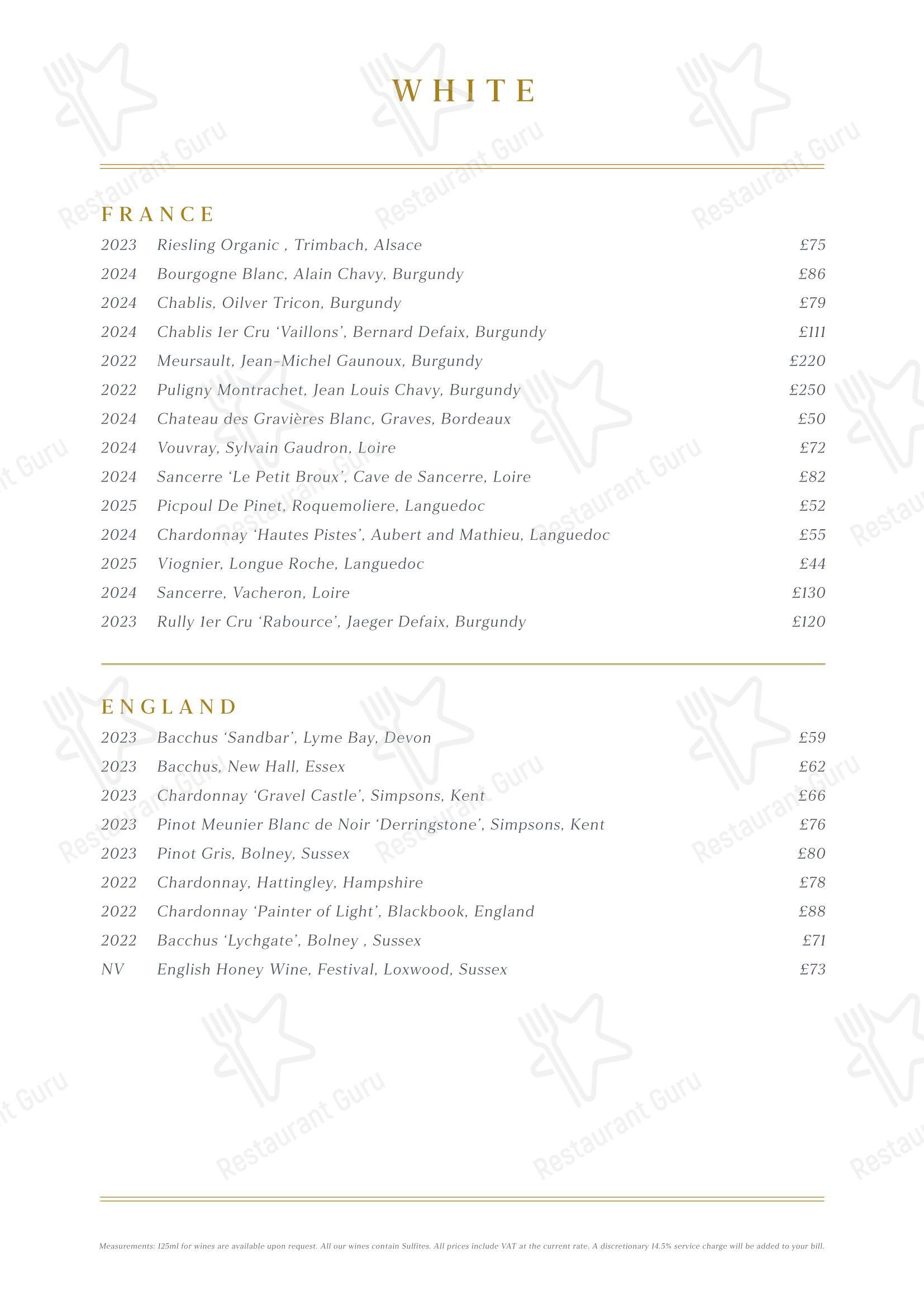 Group Booking Menu паба и бара Fiume в Лондоне