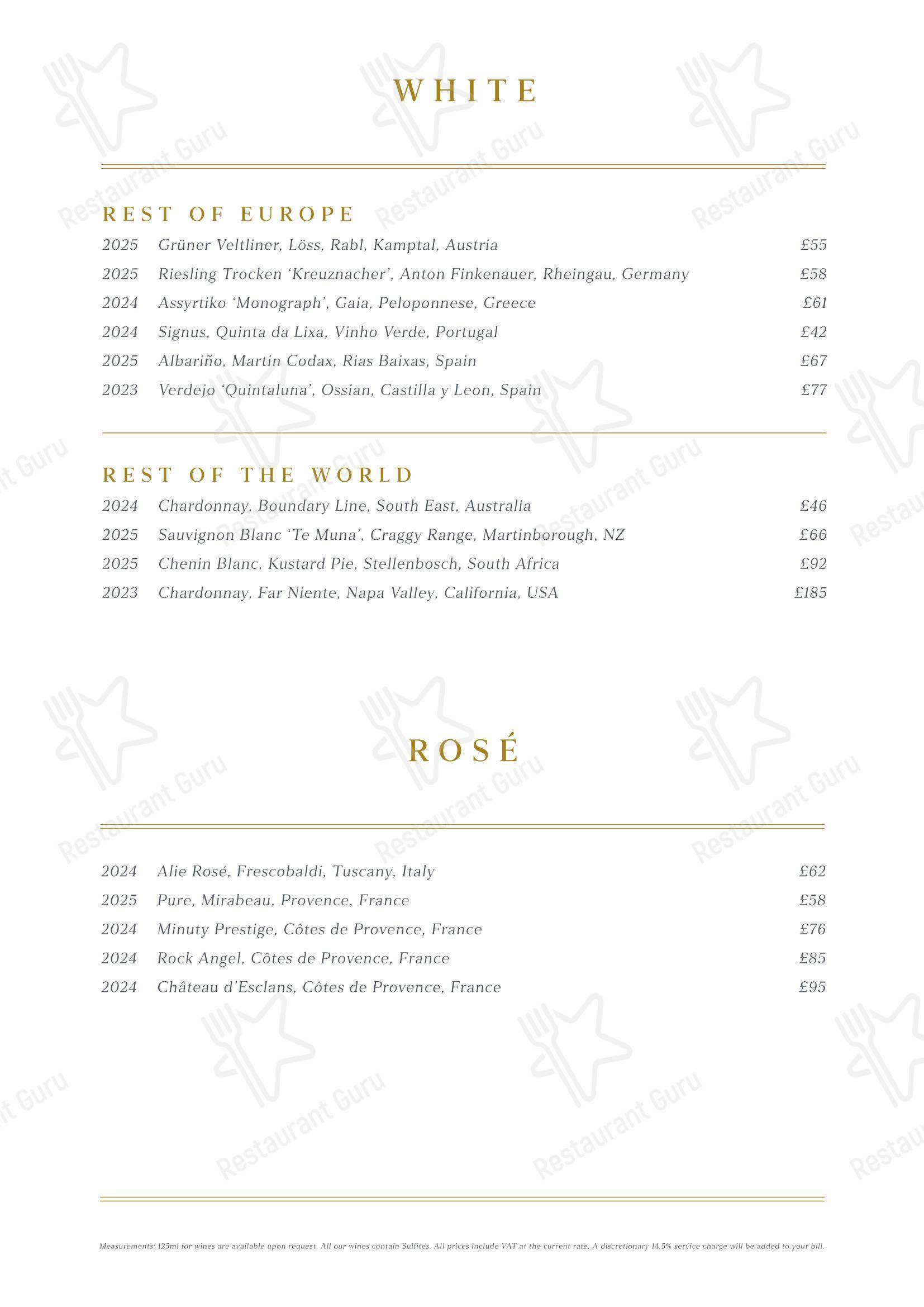 Fiume в Лондоне - Group Booking Menu