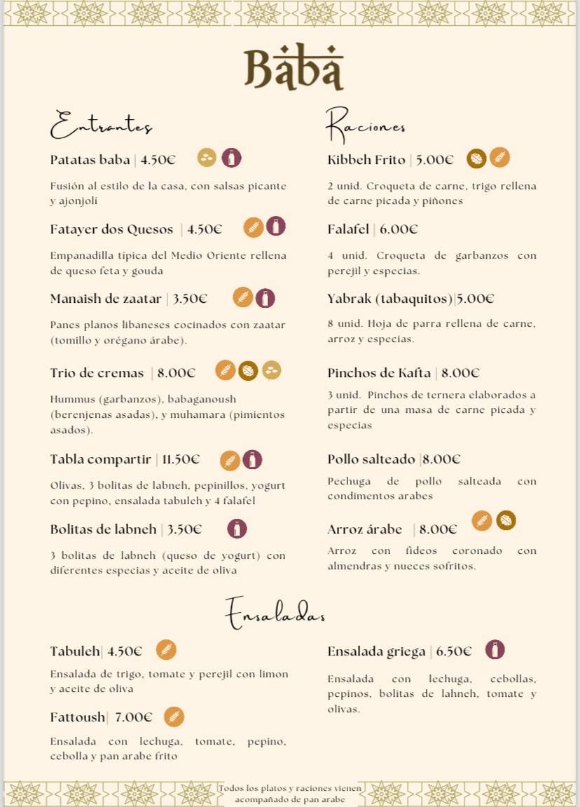 Baba Arabian Food меню