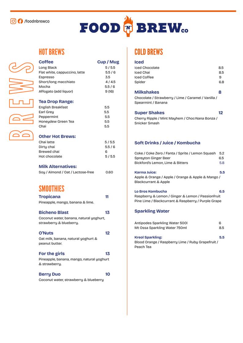 Food 'n' Brew Co меню