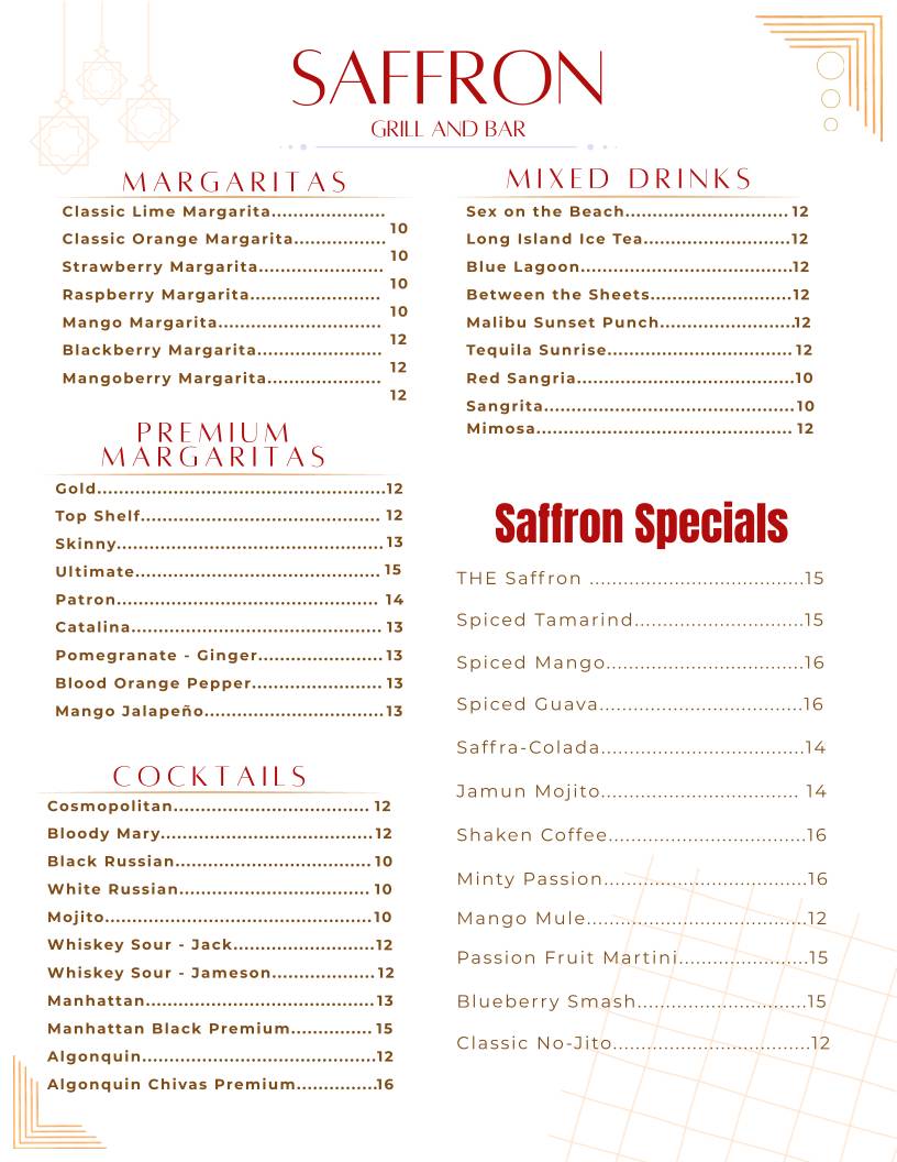 Saffron Grill & Bar меню