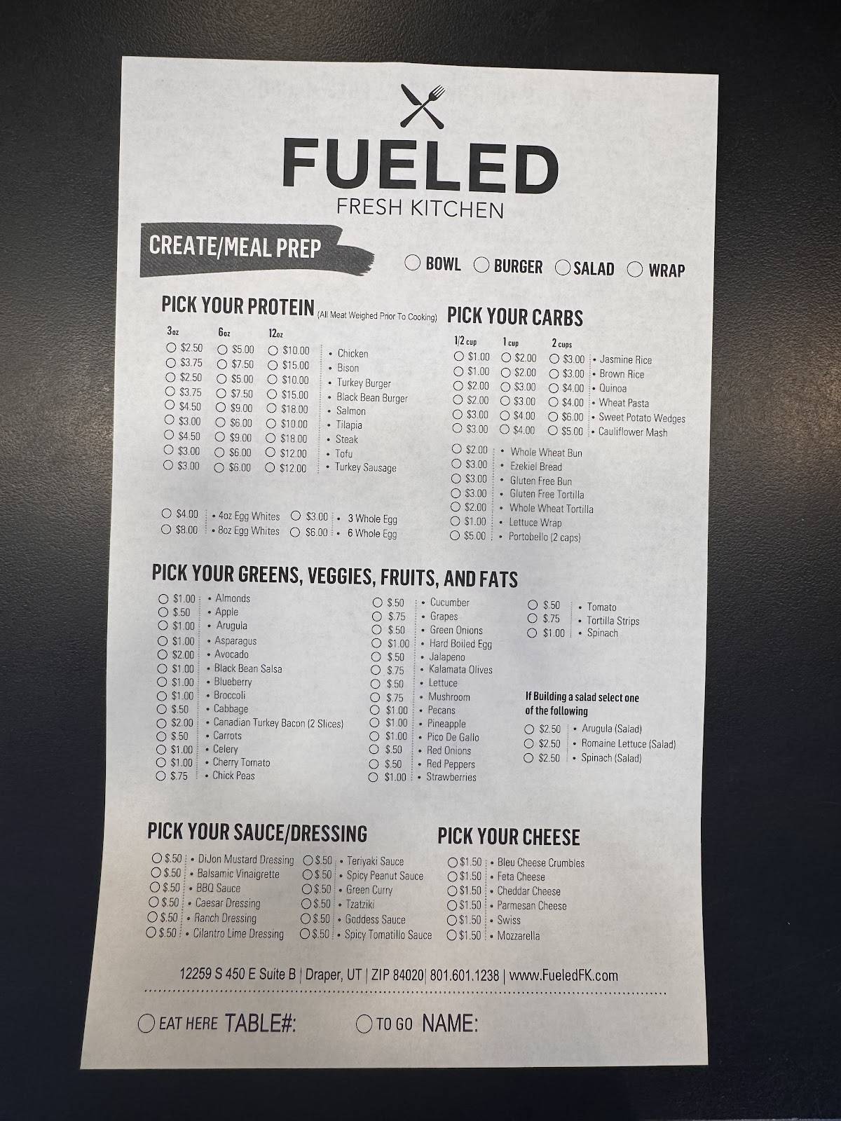 Fueled Kitchen меню