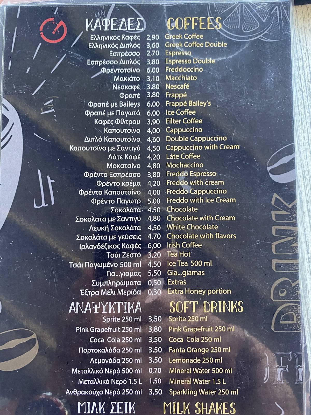 Gallery Cafe меню