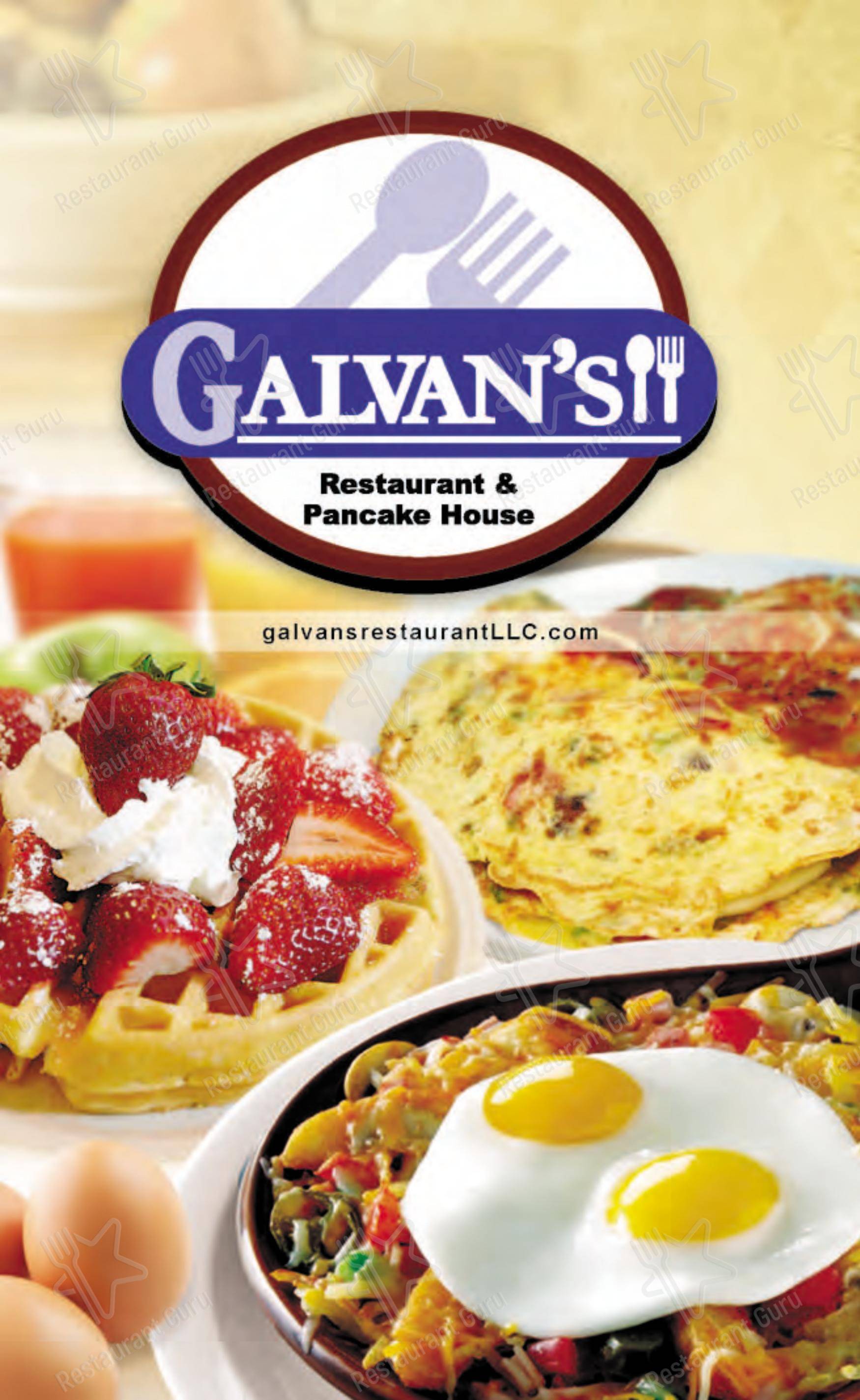 Меню ресторана Galvan's Restaurant & Pancake House - Меню