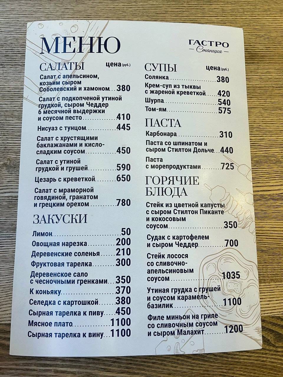 ГастроСтанция меню