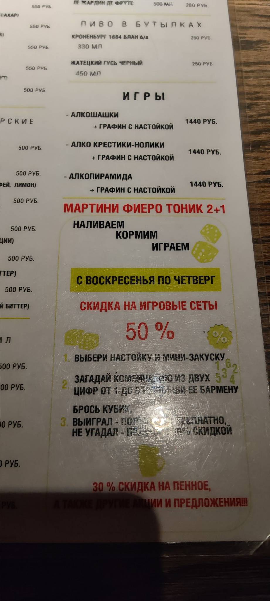 Гастрорюмочная Шесть you Шесть меню