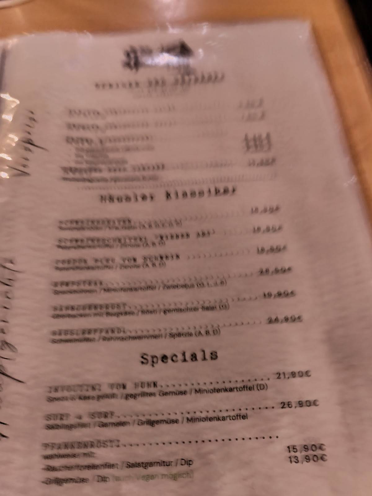 Gaststätte Beim Häusler меню