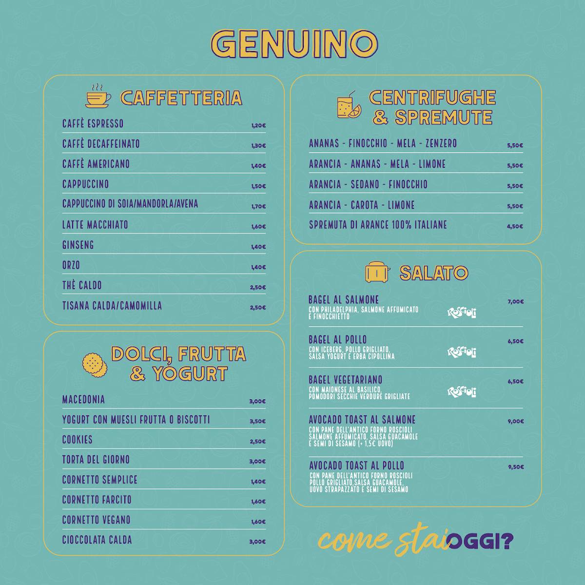 Genuino Roma меню