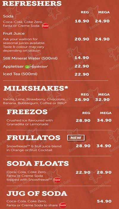 Wimpy Garden Route Mall меню