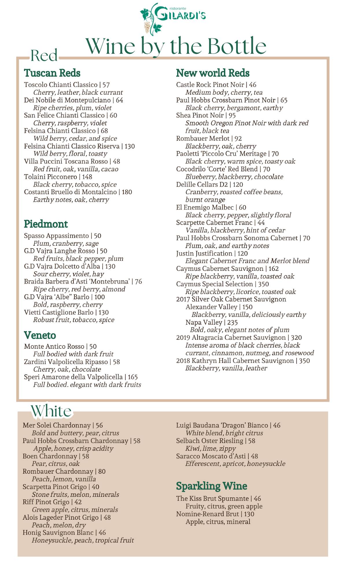 Gilardi's Ristorante меню