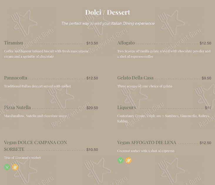 Giovanni's Italian Restaurant & Pizzeria меню