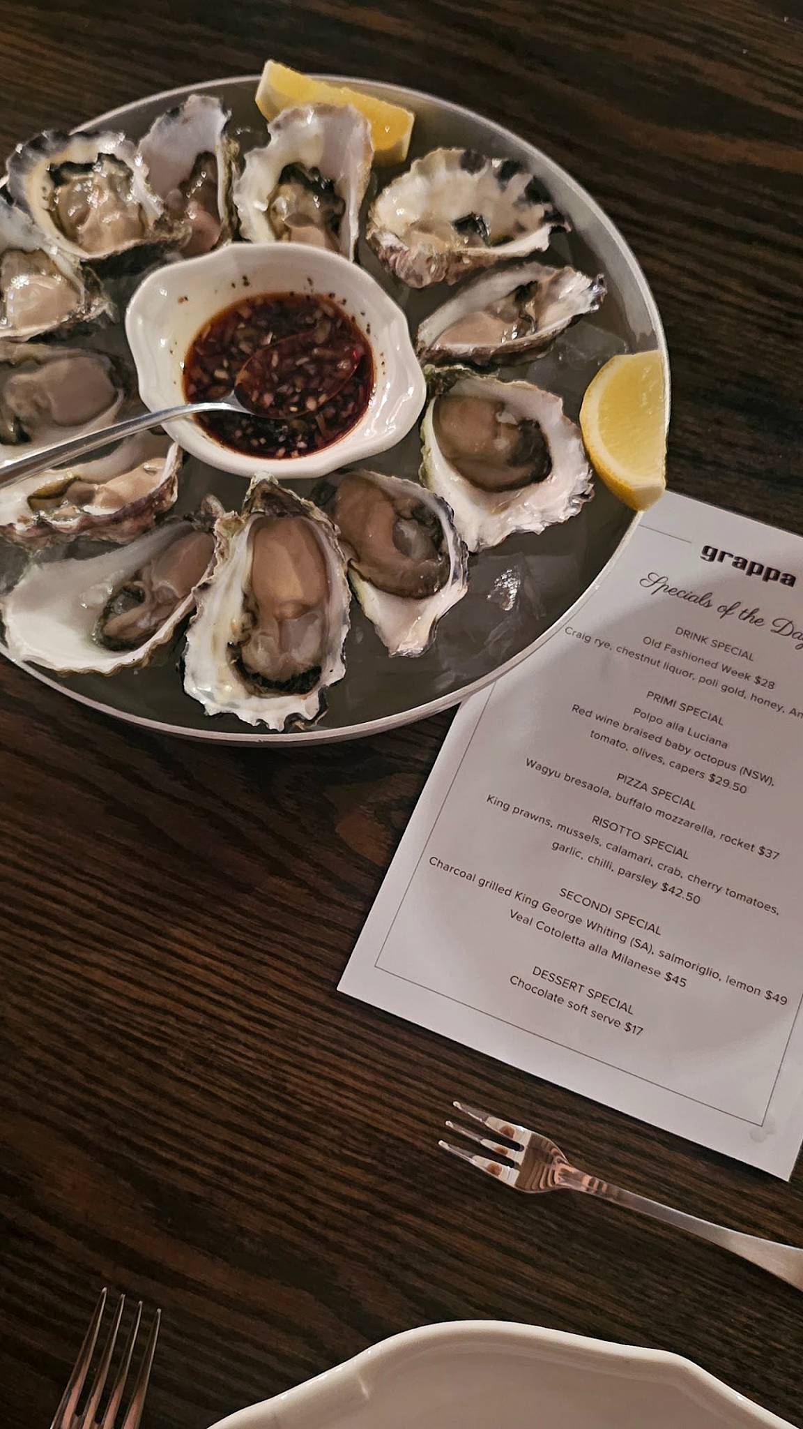 Grappa Ristorante e Bar The Rocks меню