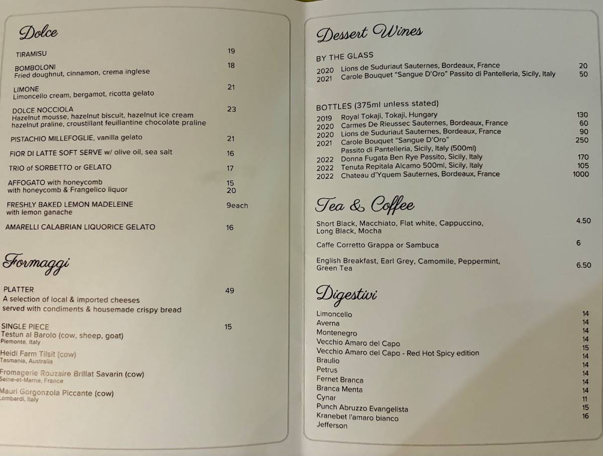 Grappa Ristorante e Bar The Rocks меню