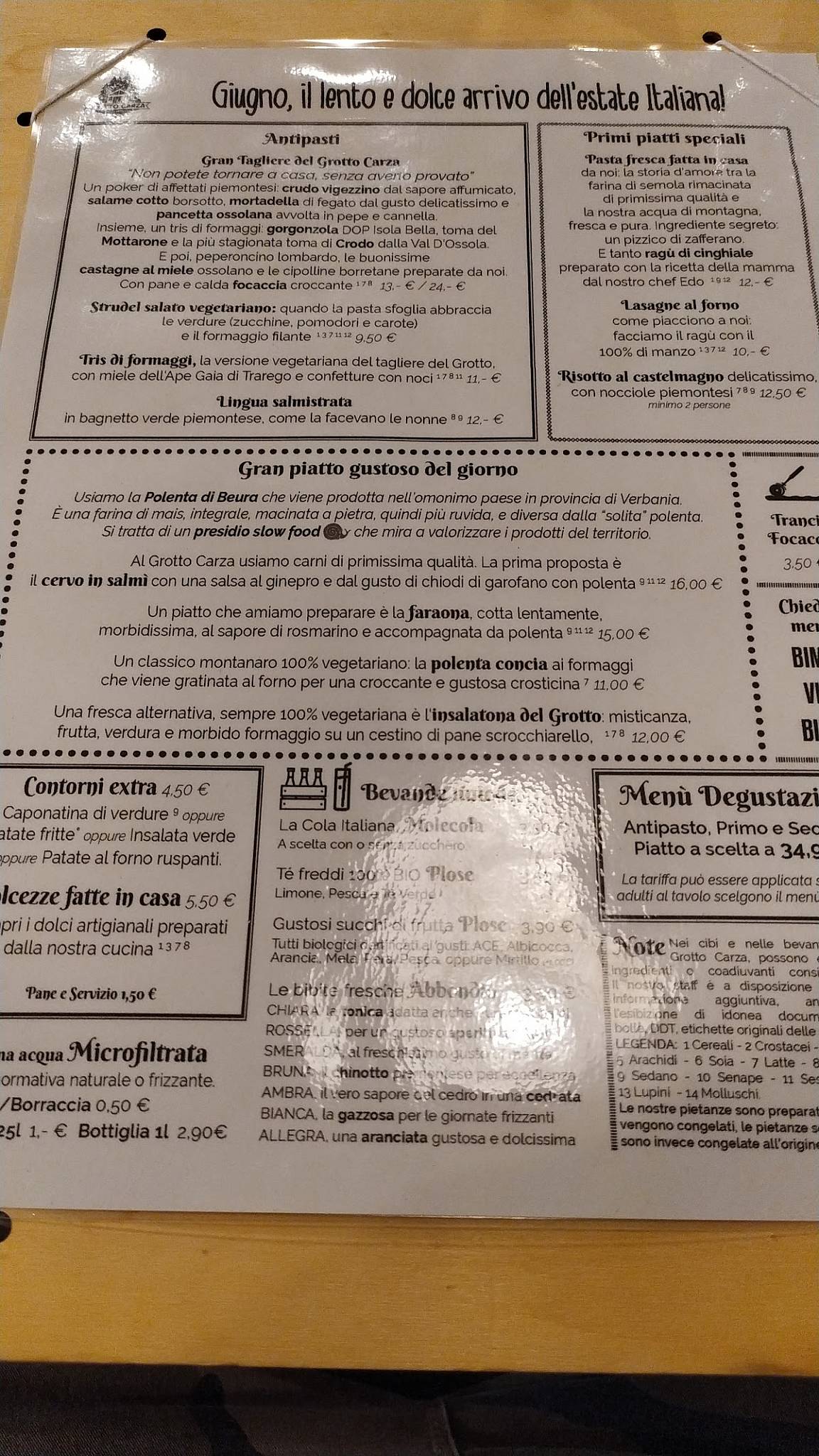Grotto Carza меню